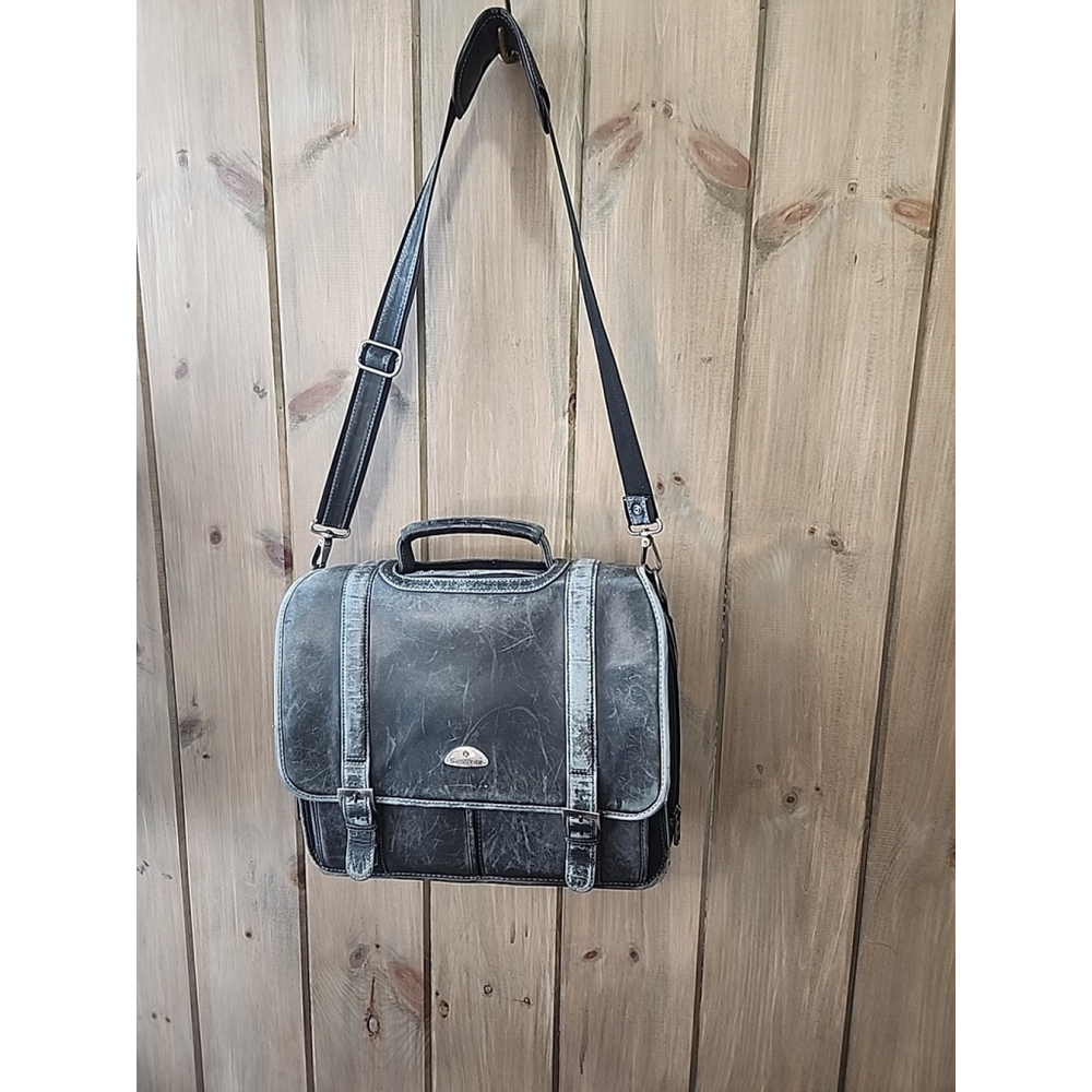 Samsonite Leather Laptop Bag Distressed Green, Excellent Condition